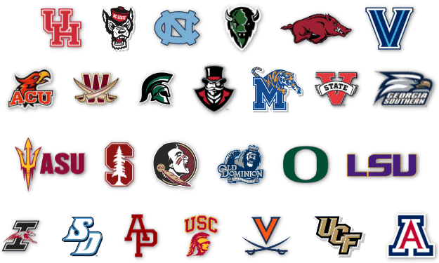 Several college athletic logos